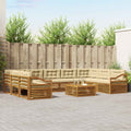 Outdoor-Sofagarnitur 10 pcs Natur und Beige Massivholz Akazie
