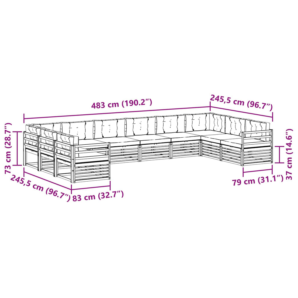 Sofagarnituren 6 pcs Natur und Anthrazit Massivholz Akazie