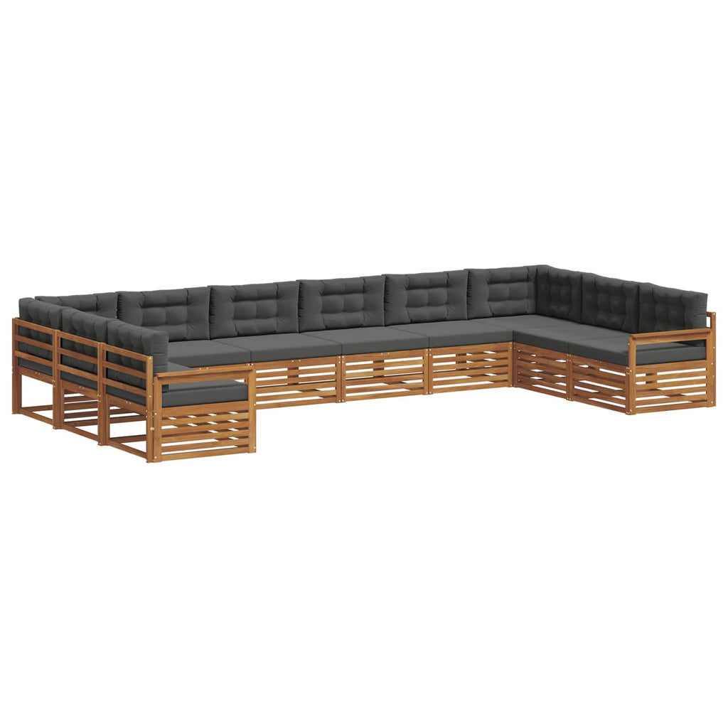 Sofagarnituren 9 pcs Natur und Anthrazit Massivholz Akazie