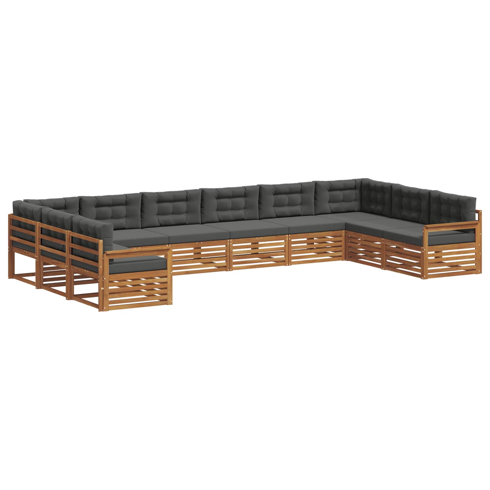 Sofagarnituren 9 pcs Natur und Anthrazit Massivholz Akazie