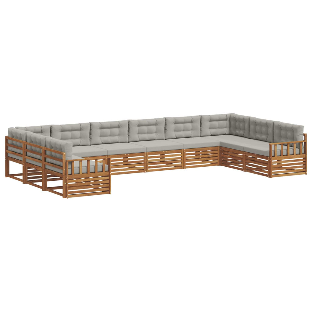Sofagarnituren 4 pcs Natürlich und Hellgrau Massivholz Akazie