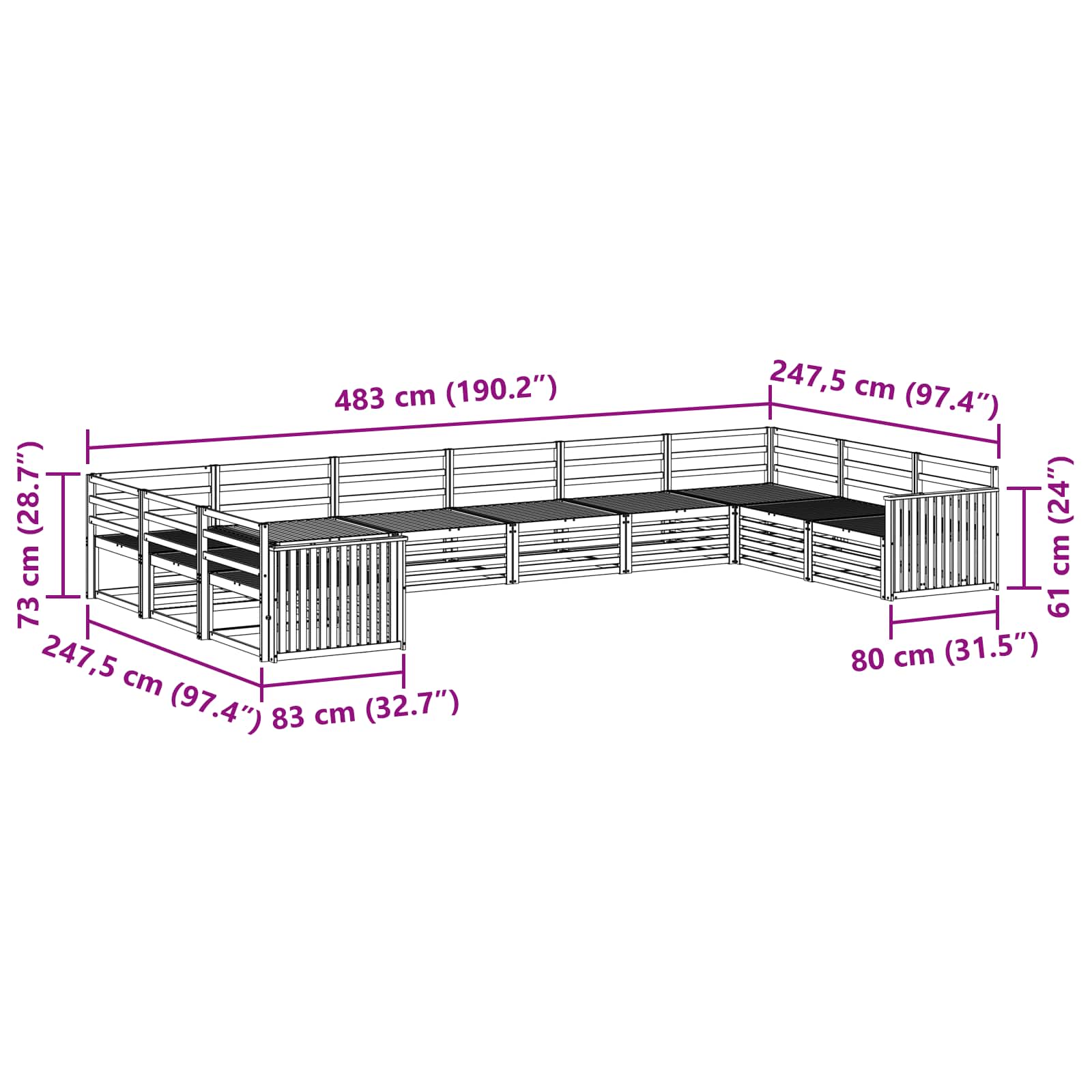 Sofagarnituren 10 pcs Natur Massivholz Akazie