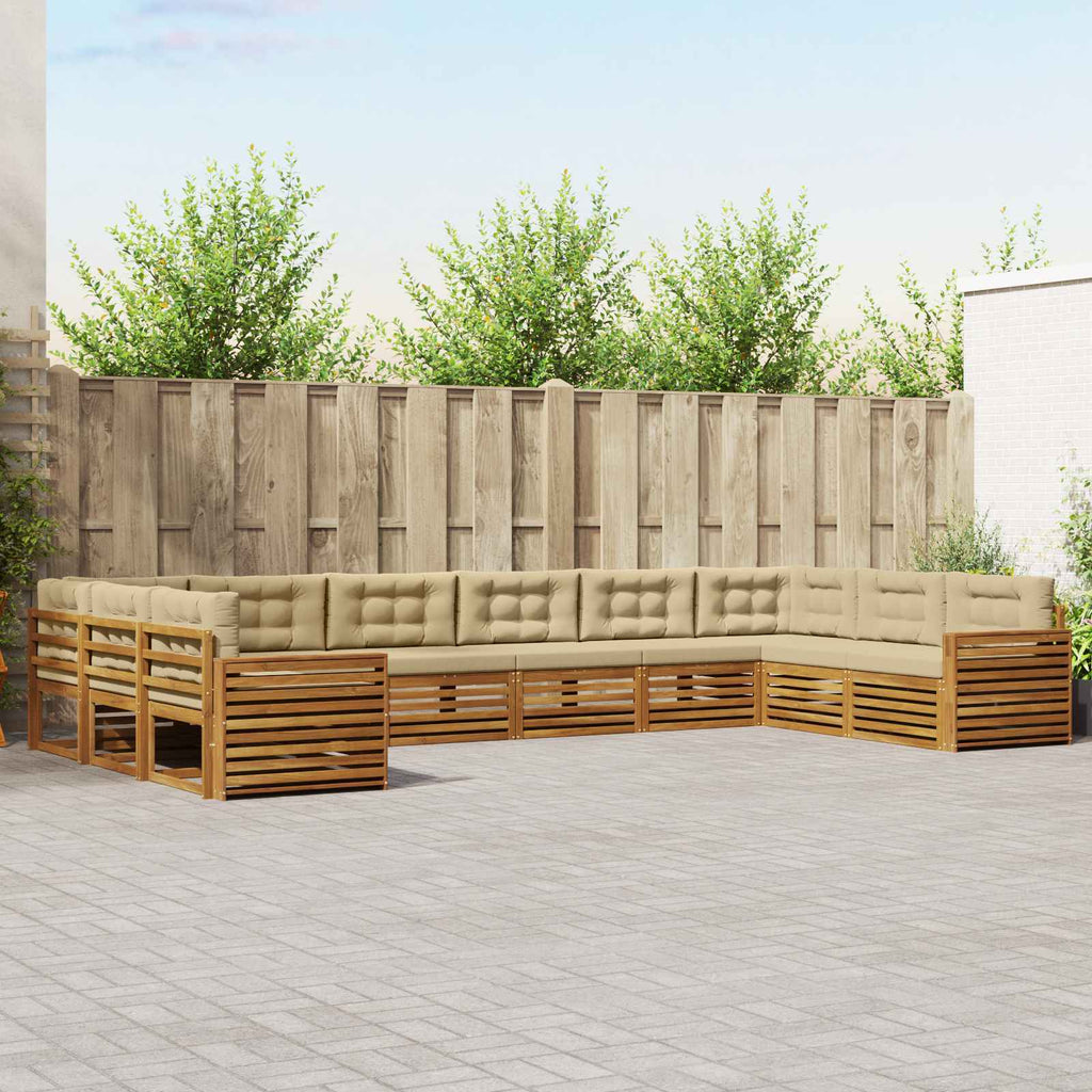 Sofagarnituren 7 pcs Natur und Beige Massivholz Akazie