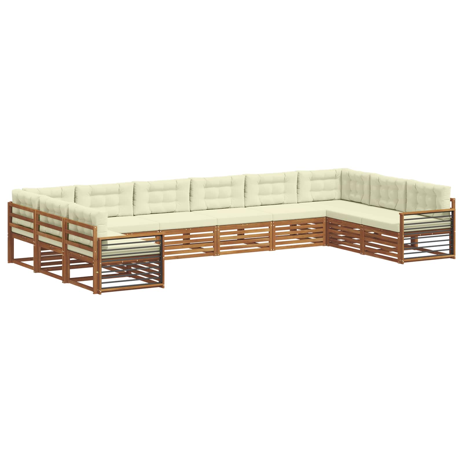 Sofagarnituren 10 pcs Natur und Creme Massivholz Akazie