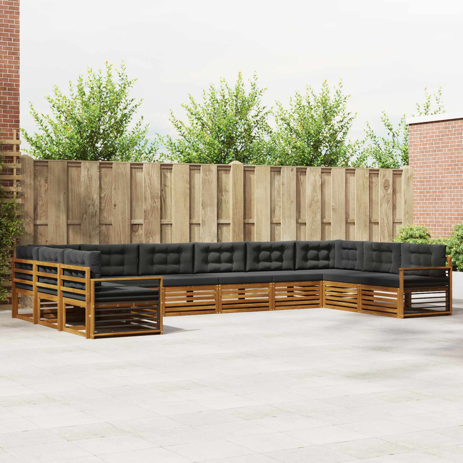 Sofagarnituren 11 pcs Natur und Anthrazit Massivholz Akazie