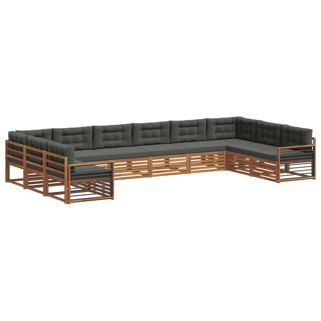 Sofagarnituren 11 pcs Natur und Anthrazit Massivholz Akazie