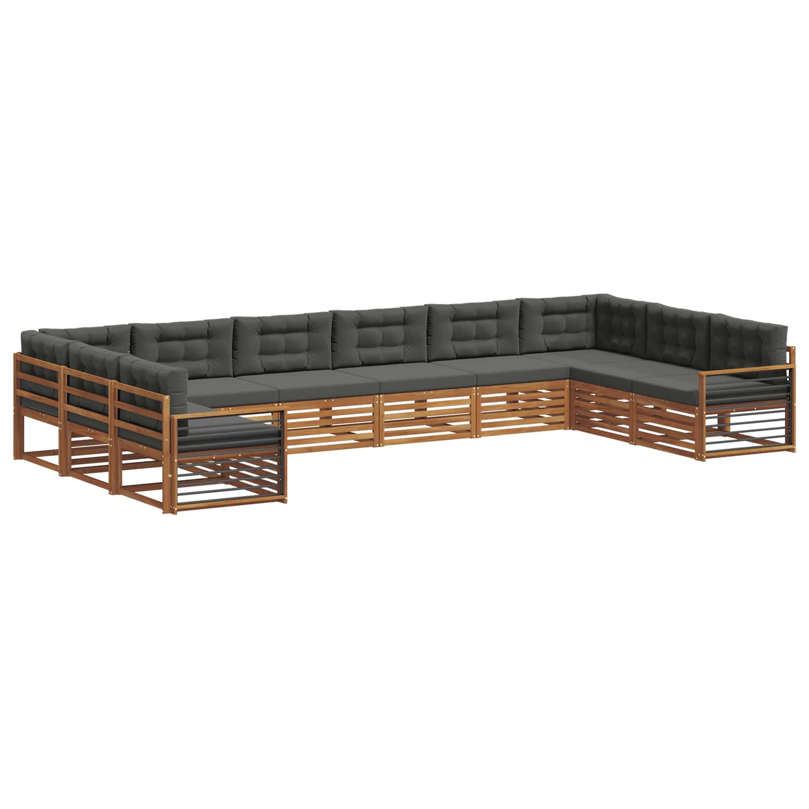 Sofagarnituren 11 pcs Natur und Anthrazit Massivholz Akazie
