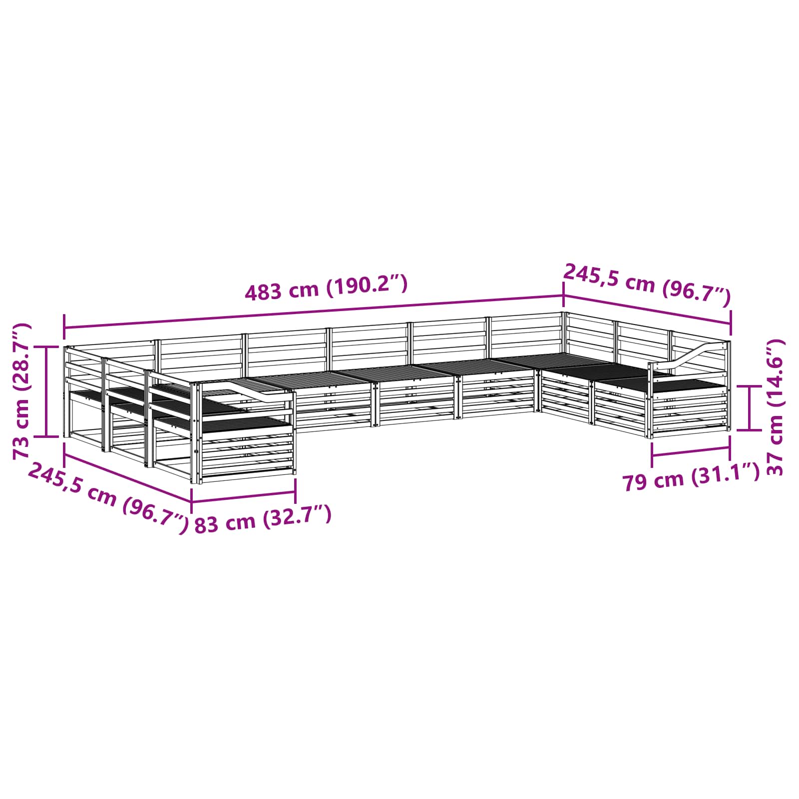 Sofagarnituren 10 pcs Natur Massivholz Akazie