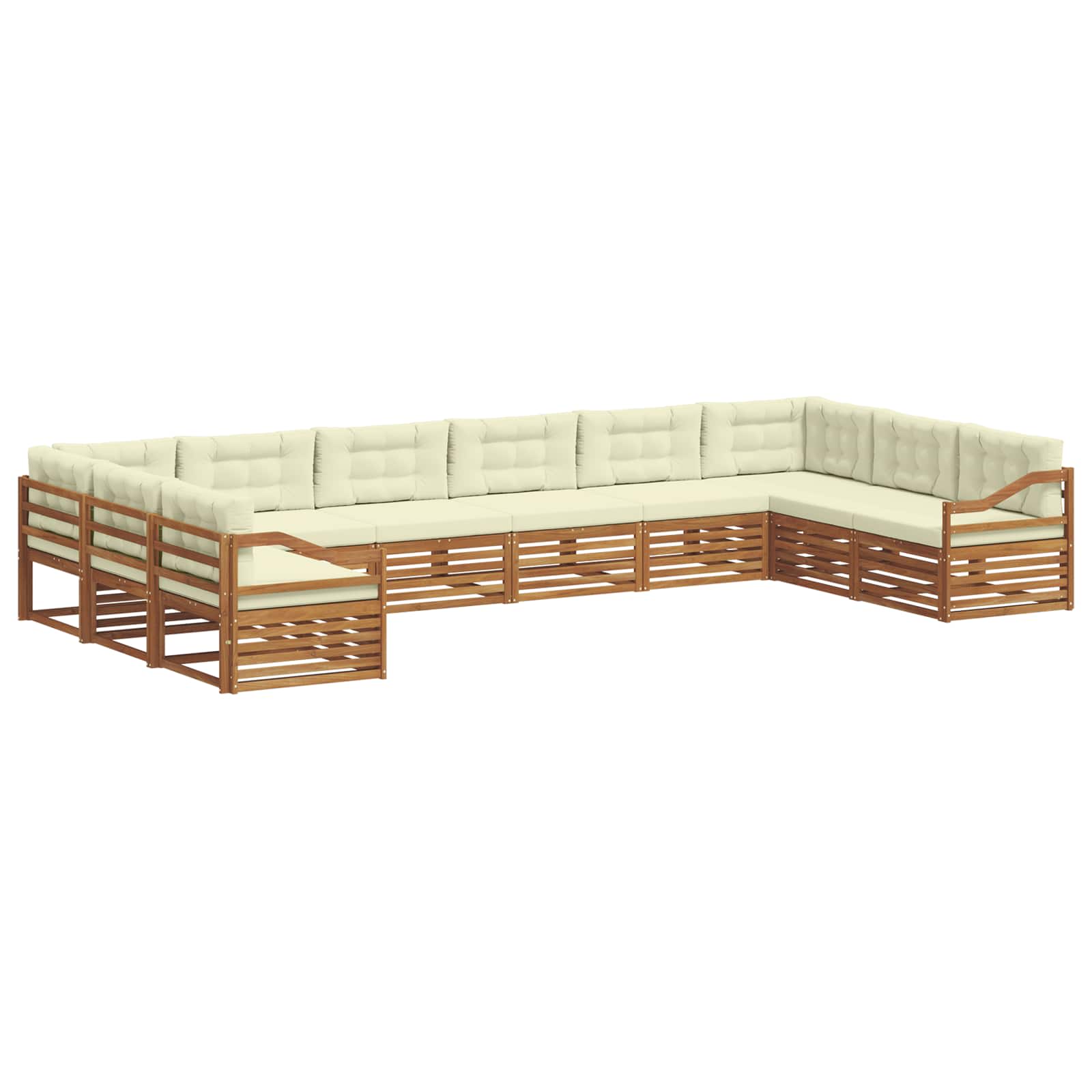 Sofagarnituren 10 pcs Natur und Creme Massivholz Akazie