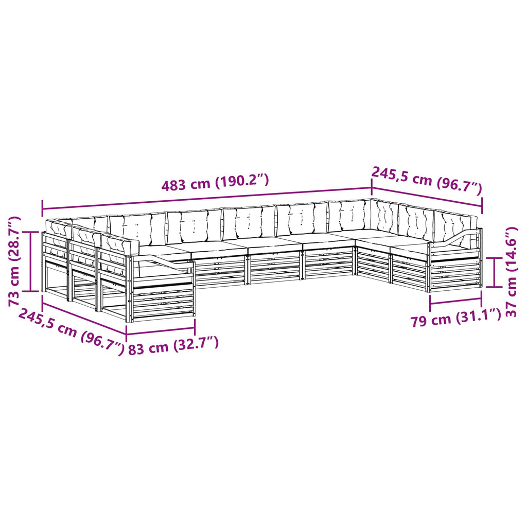 Sofagarnituren 10 pcs Natur und Creme Massivholz Akazie