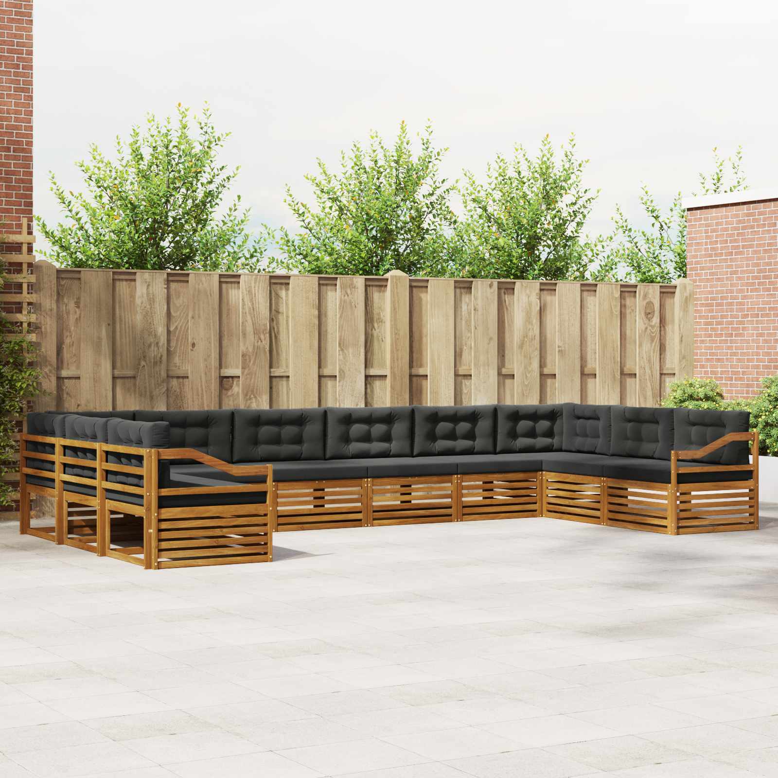 Sofagarnituren 10 pcs Natur und Anthrazit Massivholz Akazie