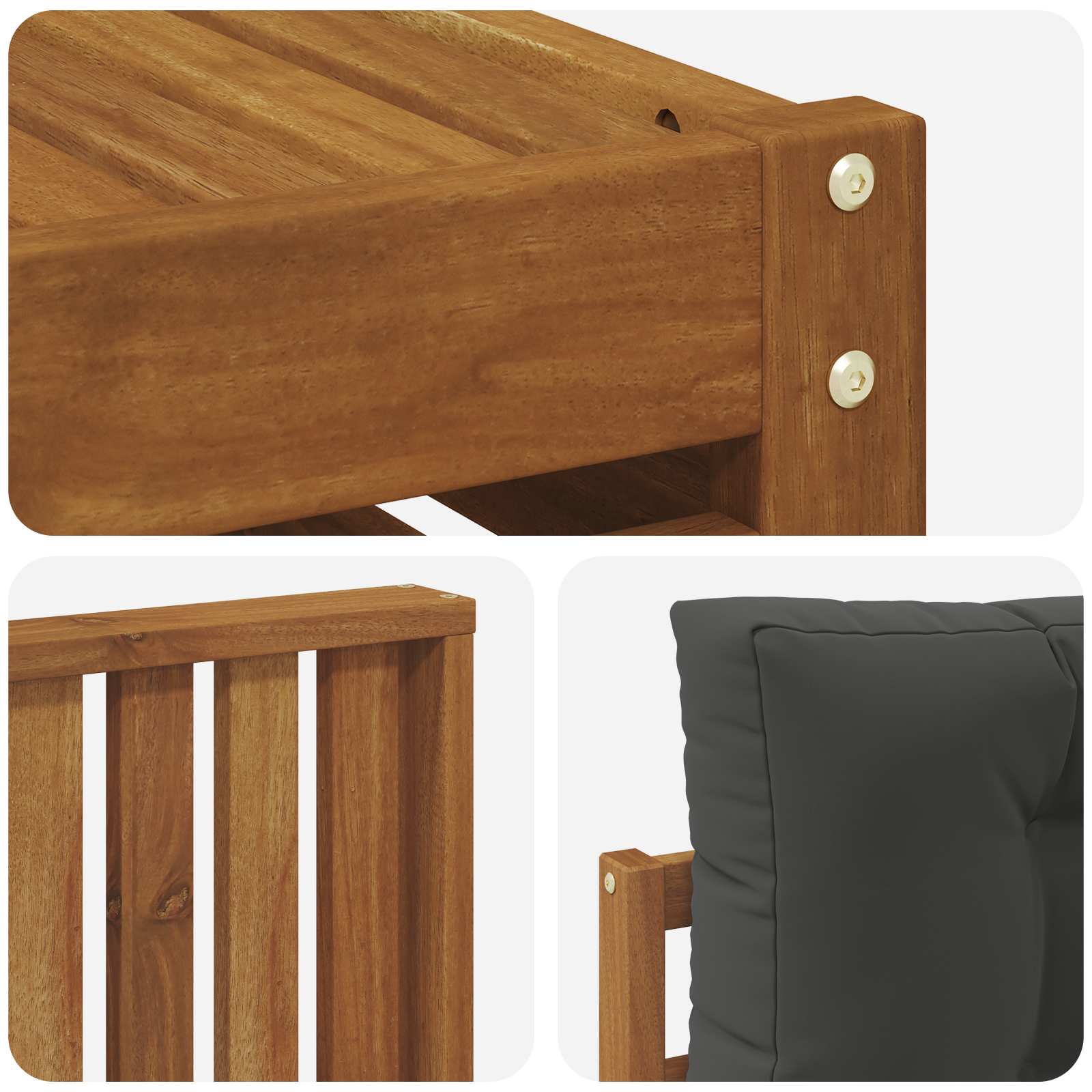 Sofagarnituren 11 pcs Natur und Anthrazit Massivholz Akazie