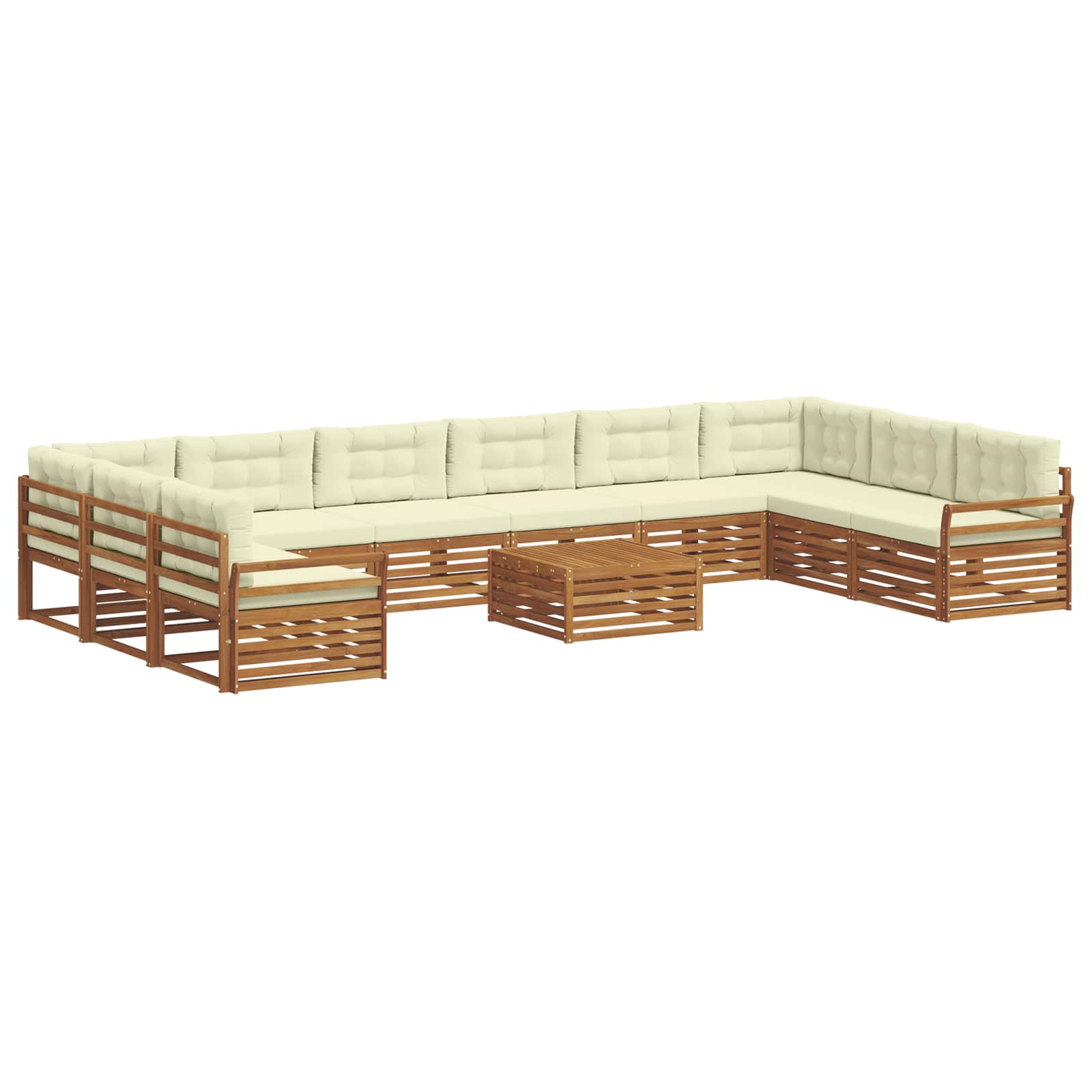 Sofagarnituren 11 pcs Natur und Creme Massivholz Akazie