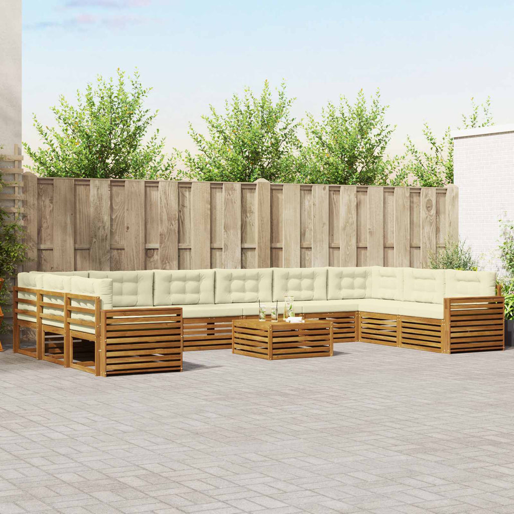 Sofagarnituren 11 pcs Natur und Creme Massivholz Akazie
