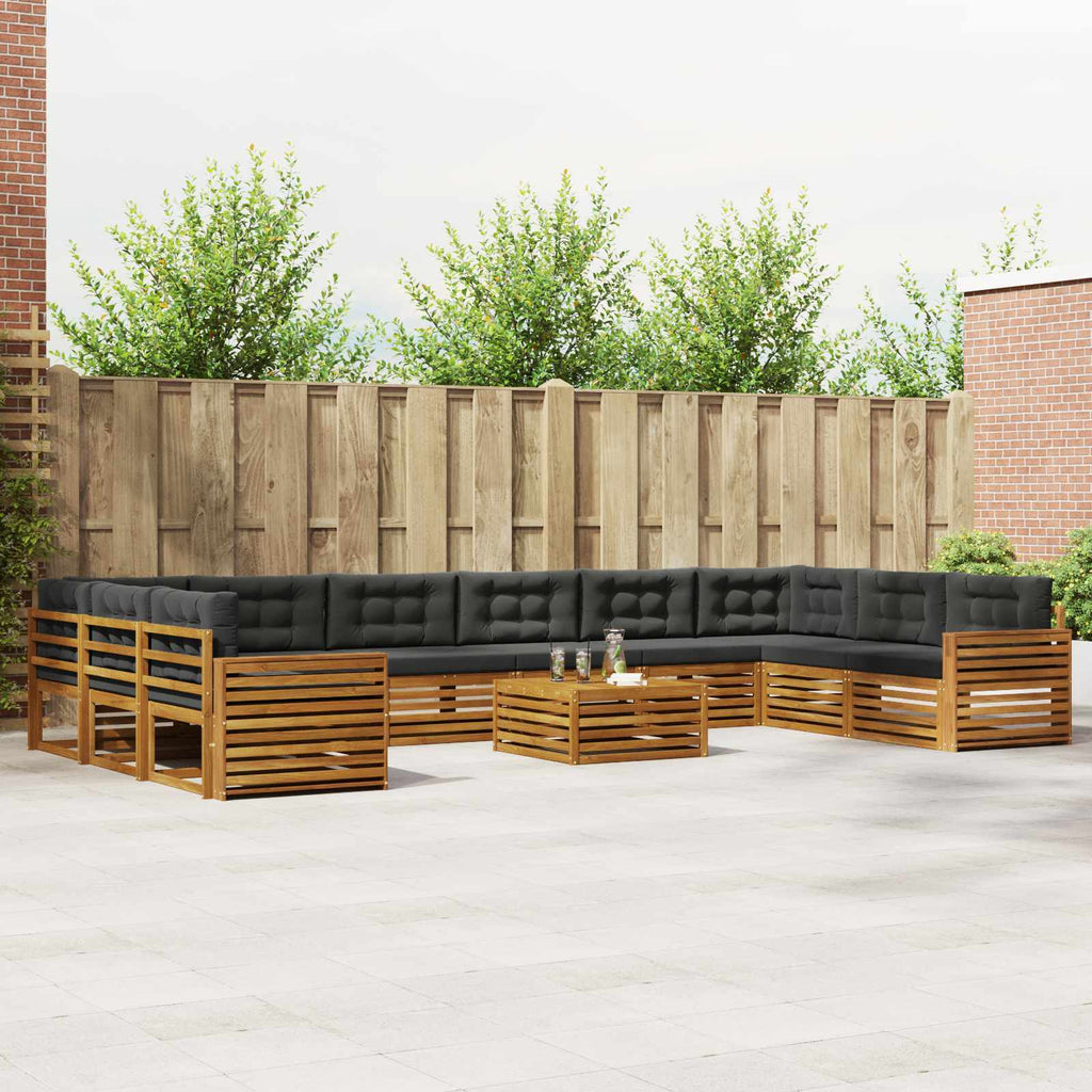 Sofagarnituren 11 pcs Natur und Anthrazit Massivholz Akazie