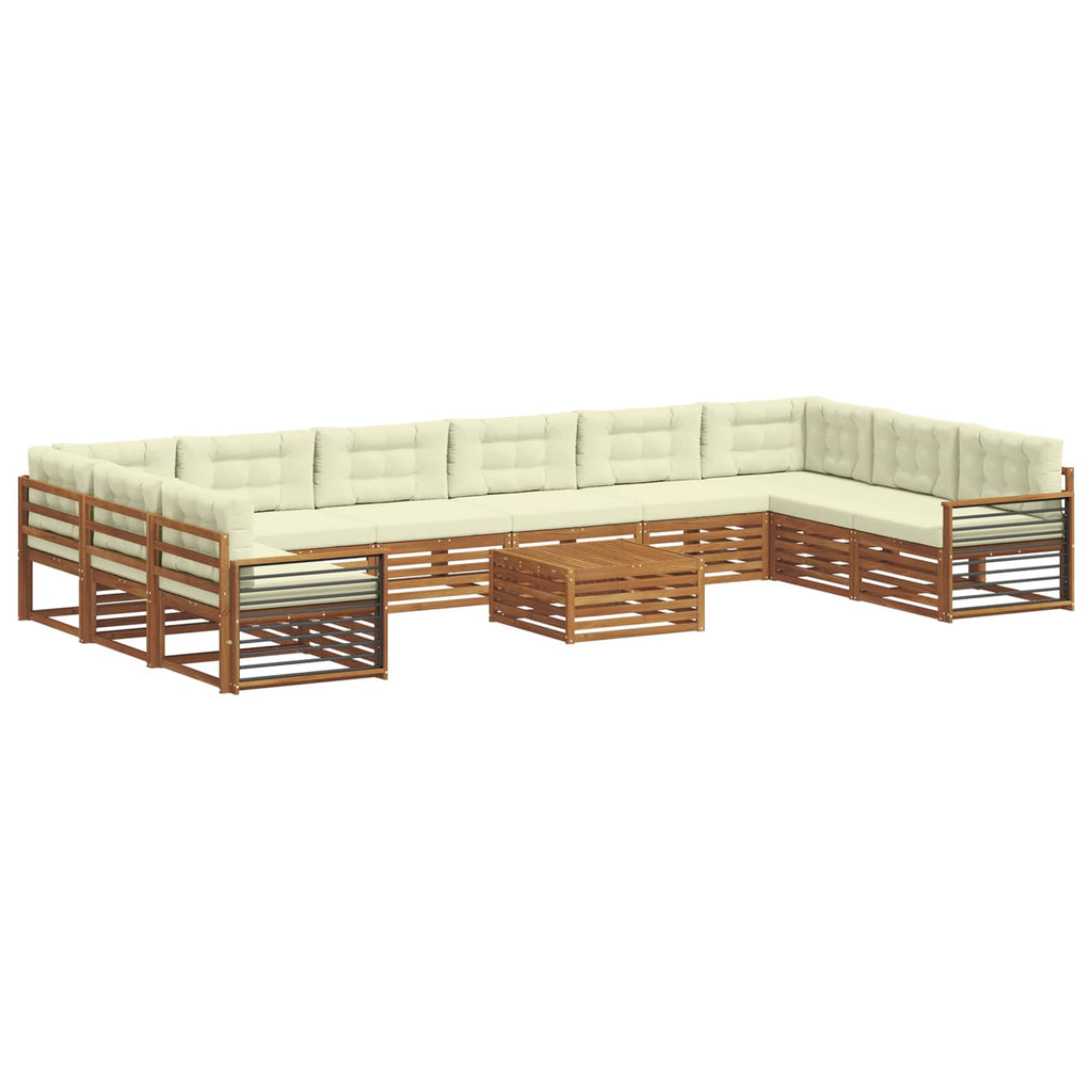 Sofagarnituren 11 pcs Natur und Creme Massivholz Akazie