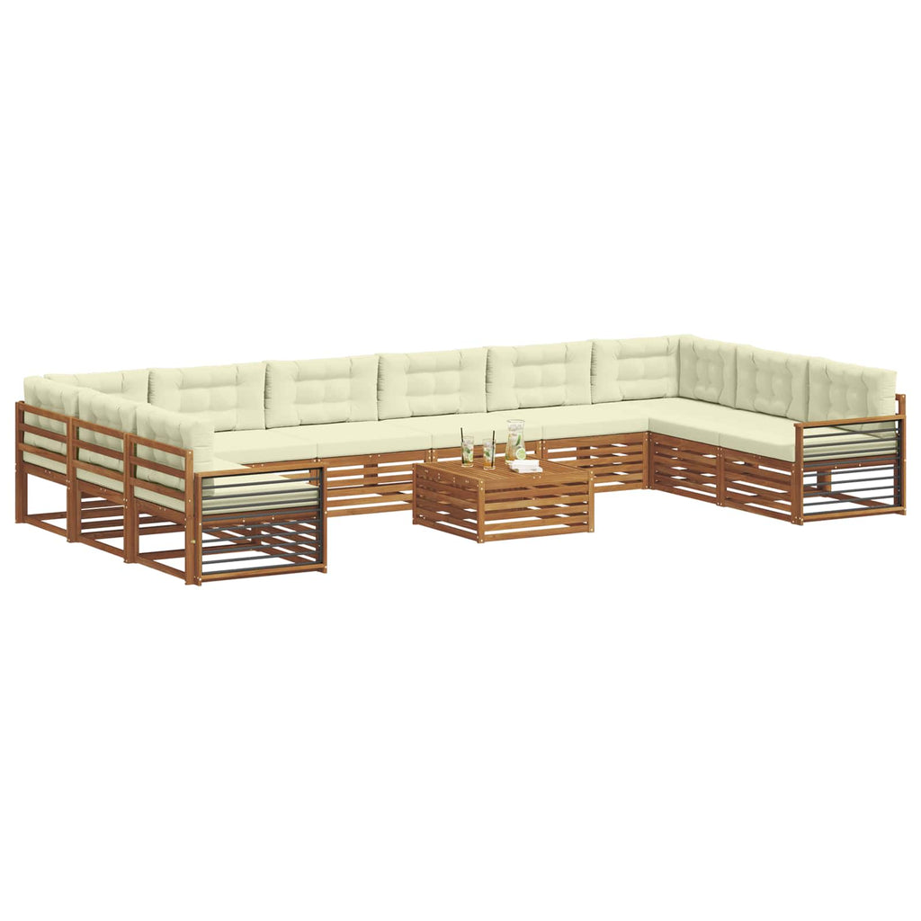 Sofagarnituren 11 pcs Natur und Creme Massivholz Akazie
