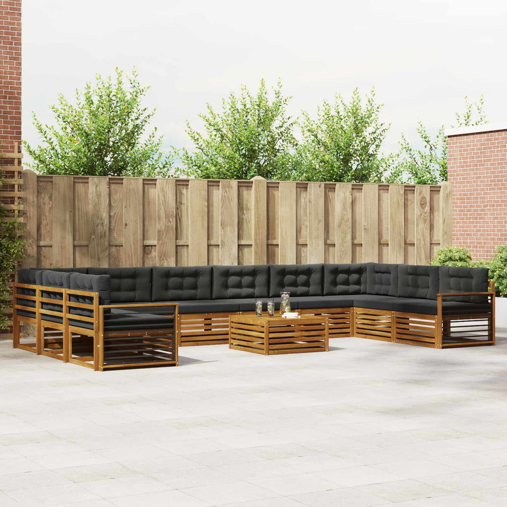 Sofagarnituren 11 pcs Natur und Anthrazit Massivholz Akazie