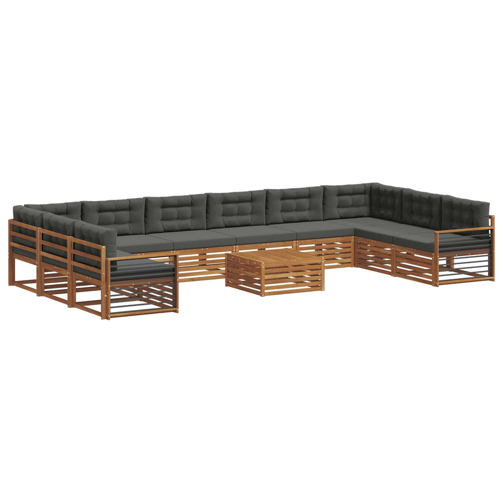 Sofagarnituren 11 pcs Natur und Anthrazit Massivholz Akazie