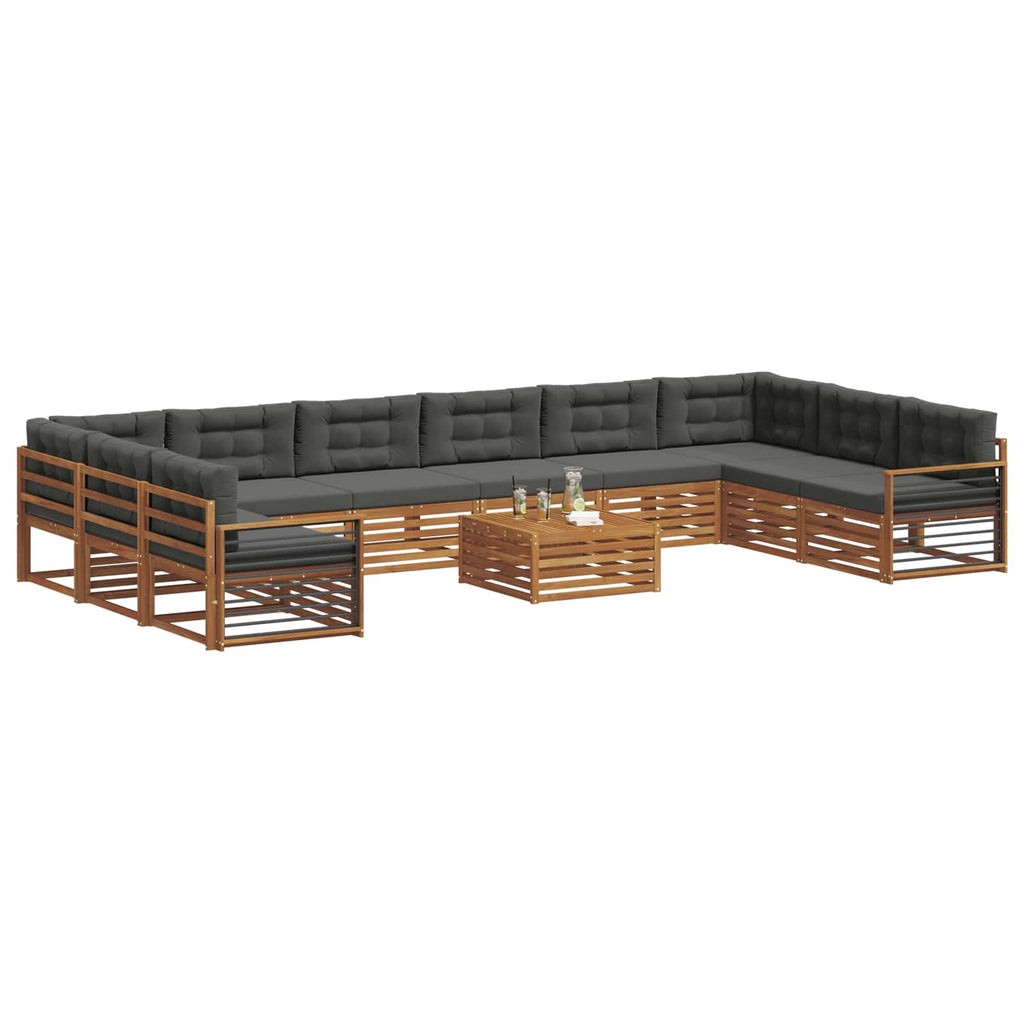 Sofagarnituren 11 pcs Natur und Anthrazit Massivholz Akazie