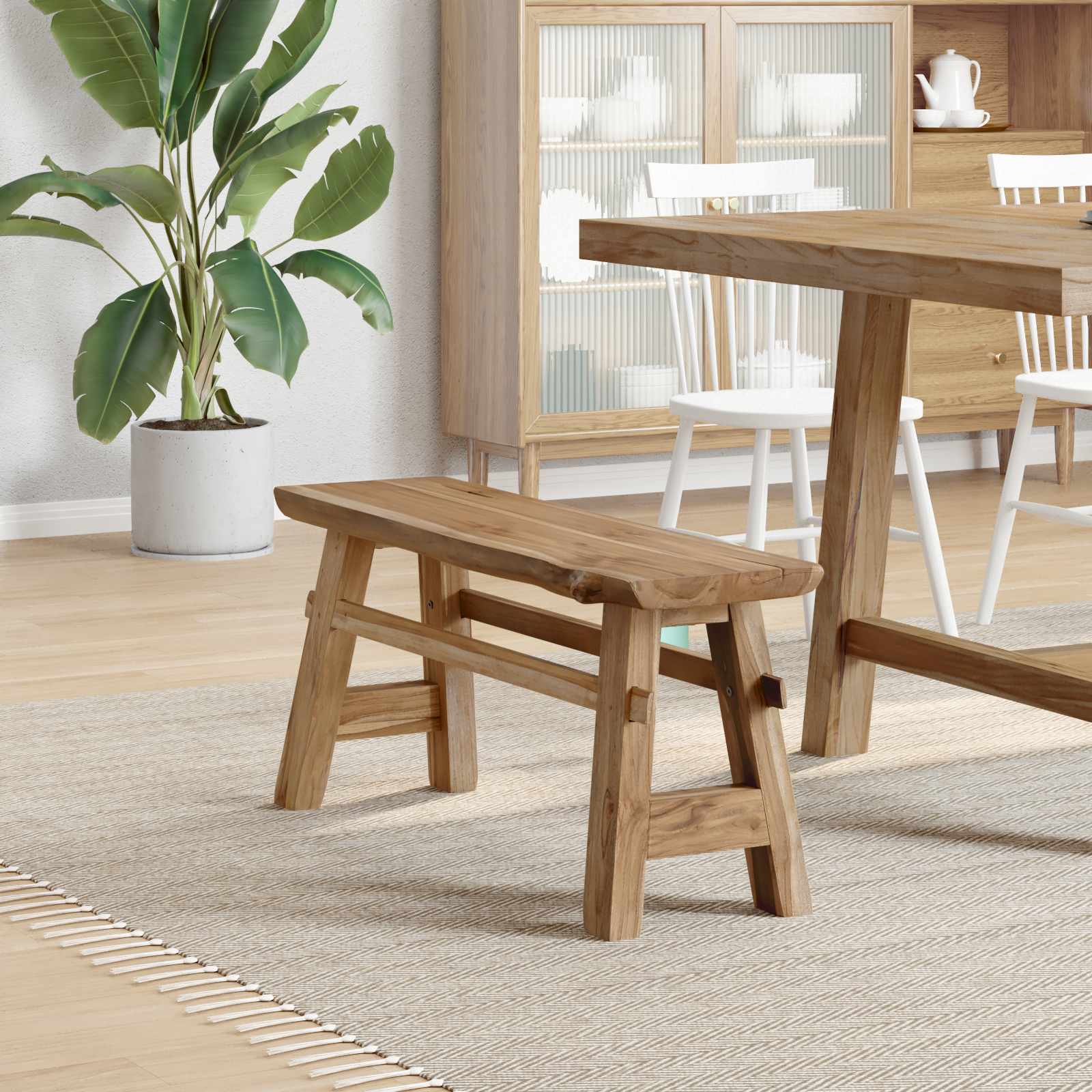 Bank Natur 100 x 29 x 43,5 cm Massivholz Teak