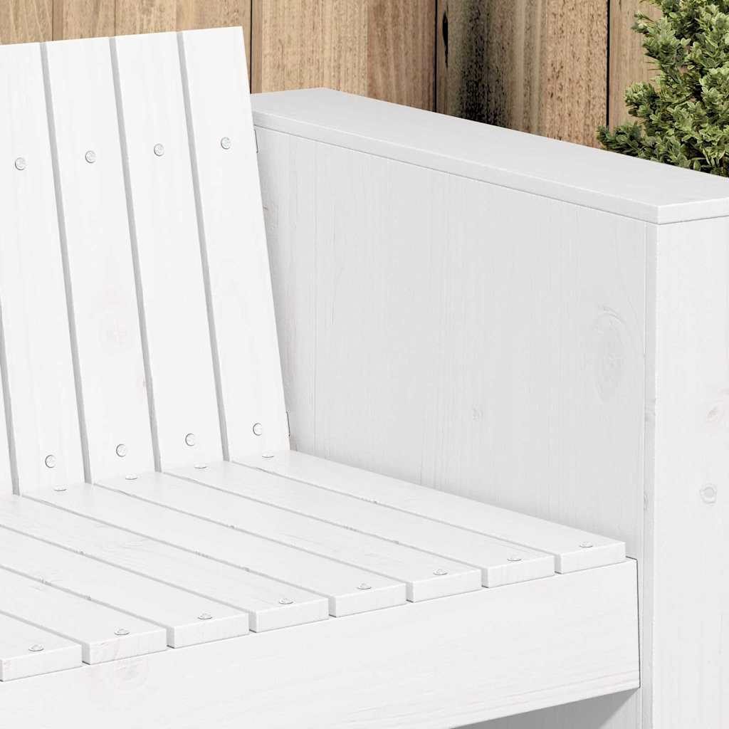 Garten-Sofa Weiß 134 x 60 x 62 cm Massives Kiefernholz
