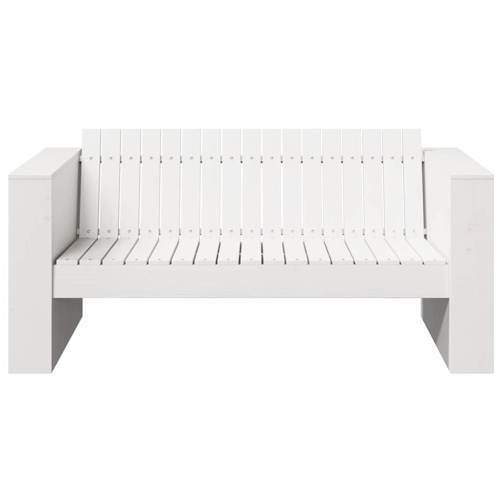 Garten-Sofa Weiß 134 x 60 x 62 cm Massives Kiefernholz