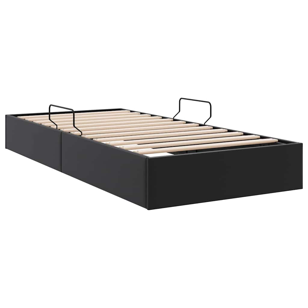 Aufbewahrungsbett mit Speicher Schwarz 100 x 190 cm Kunstleder