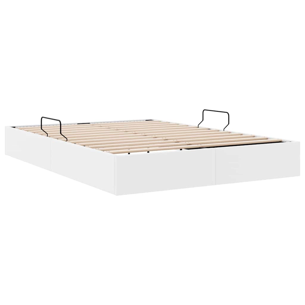 Aufbewahrungsbett mit Speicher Reinweiß 153 x 203 cm Kunstleder