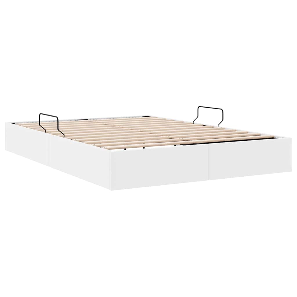 Aufbewahrungsbett mit Speicher Reinweiß 153 x 203 cm Kunstleder