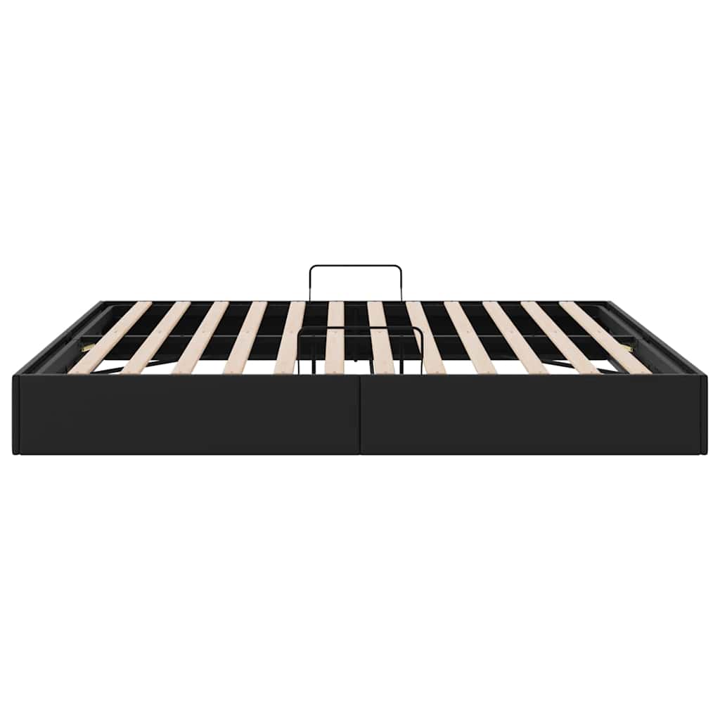 Aufbewahrungsbett mit Speicher Schwarz 193 x 203 cm Kunstleder