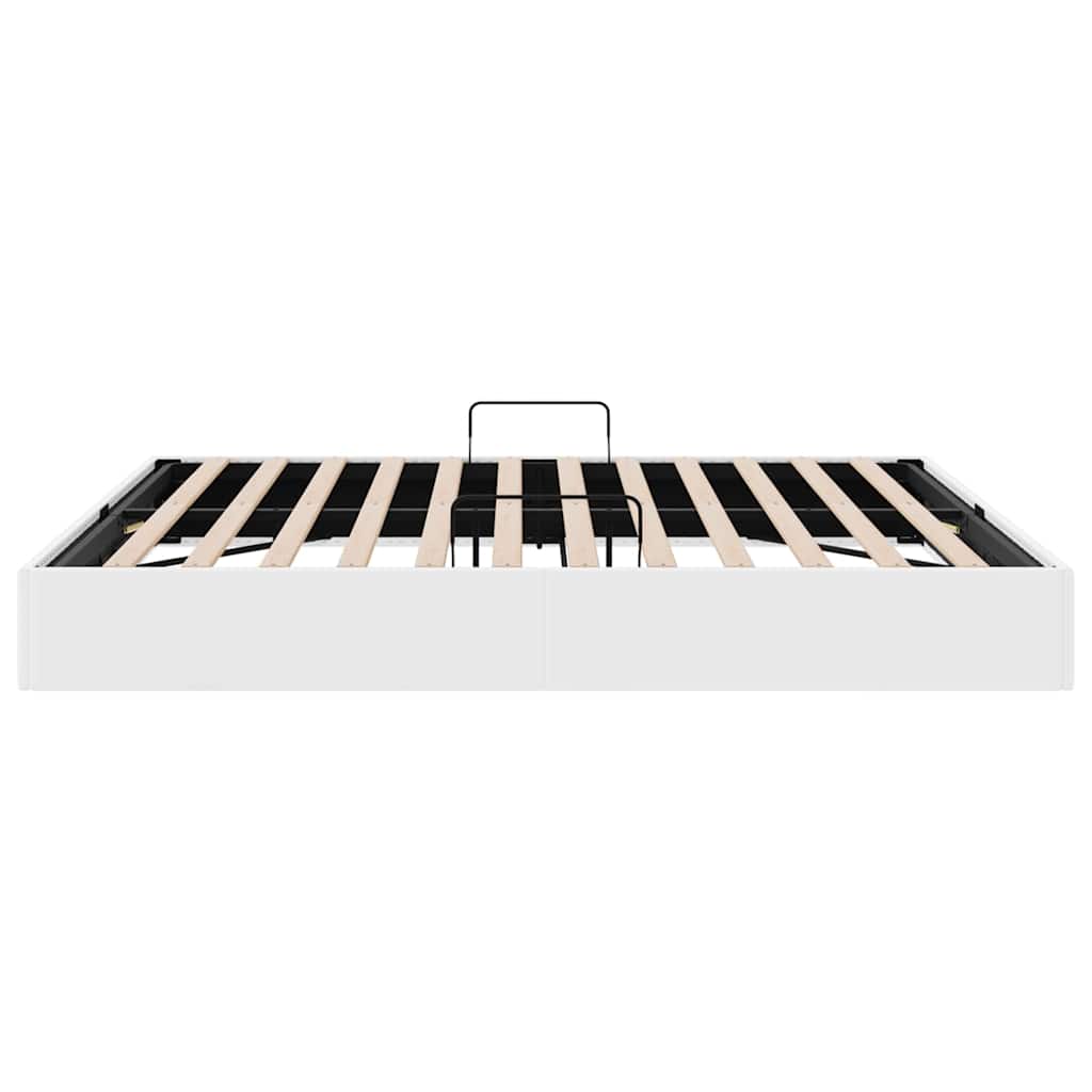 Aufbewahrungsbett mit Speicher Reinweiß 193 x 203 cm Kunstleder