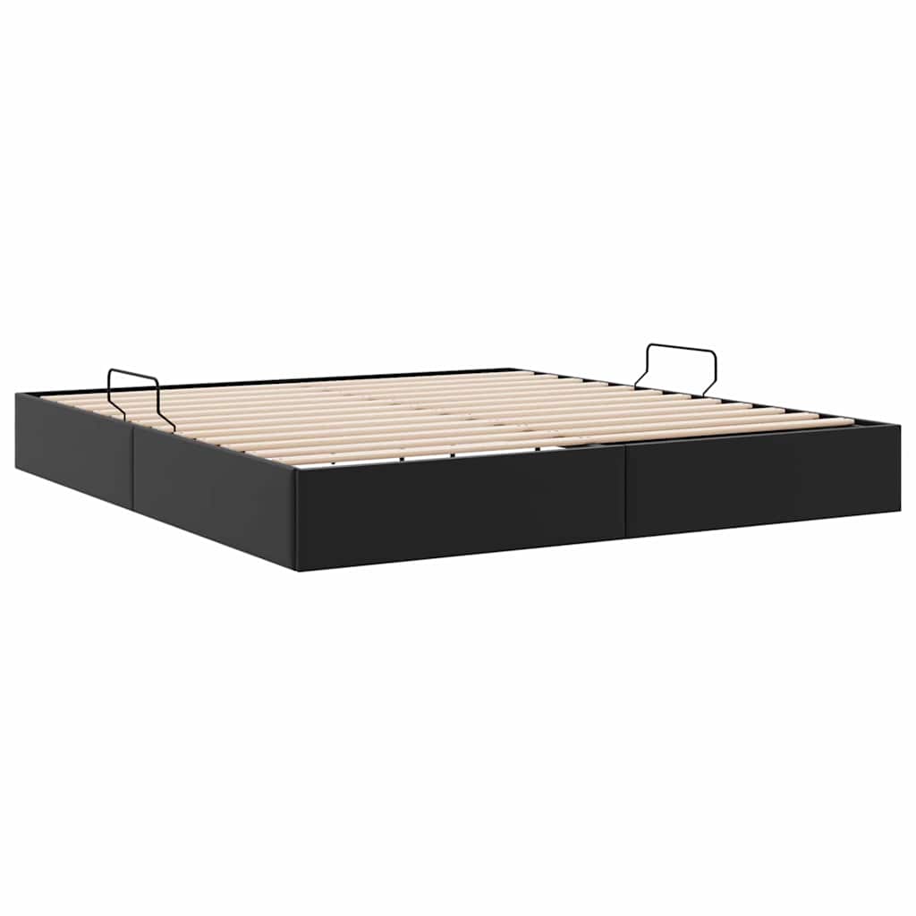 Aufbewahrungsbett mit Speicher Schwarz 183 x 213 cm Kunstleder