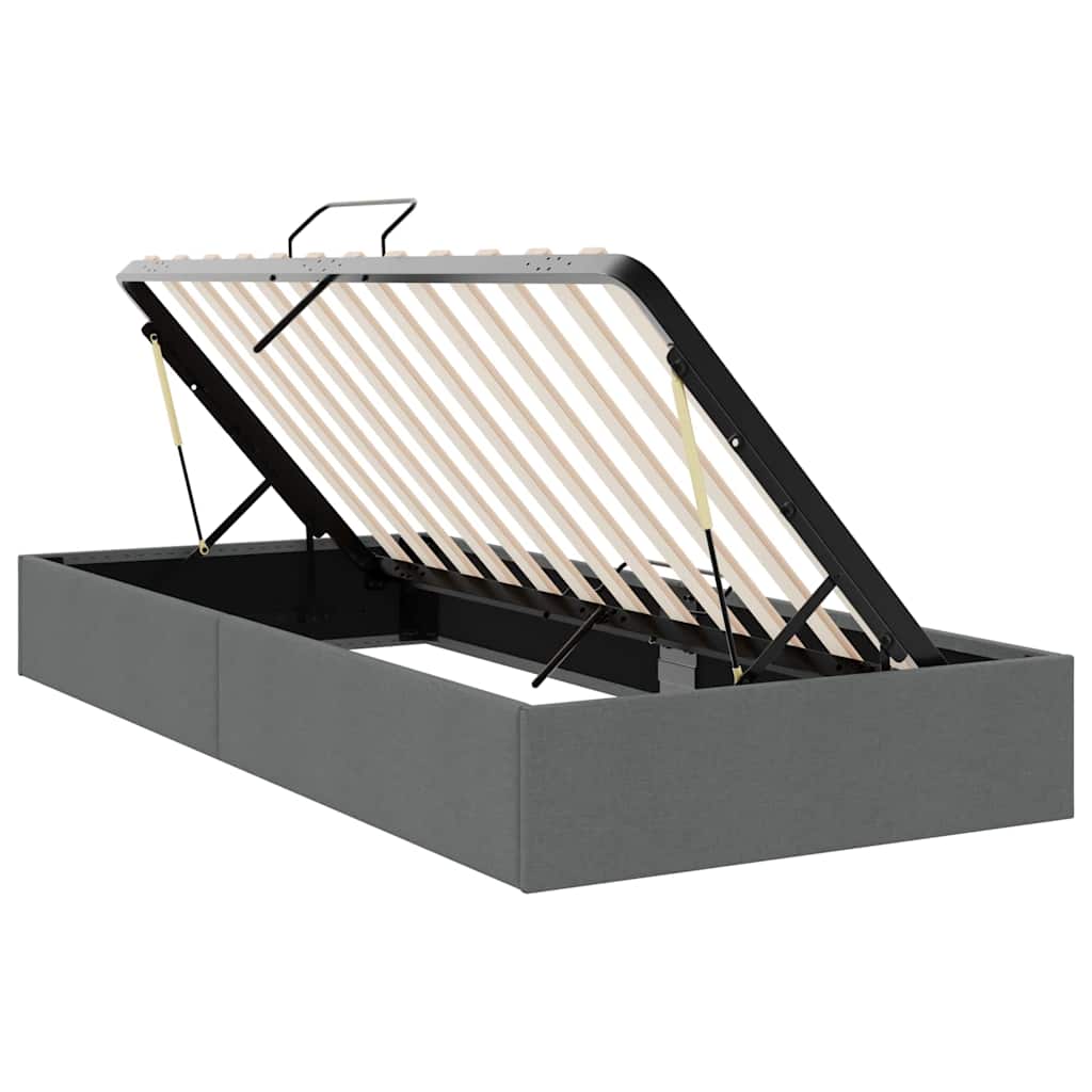 Aufbewahrungsbett mit Speicher Dunkelgrau 100 x 190 cm Stoff