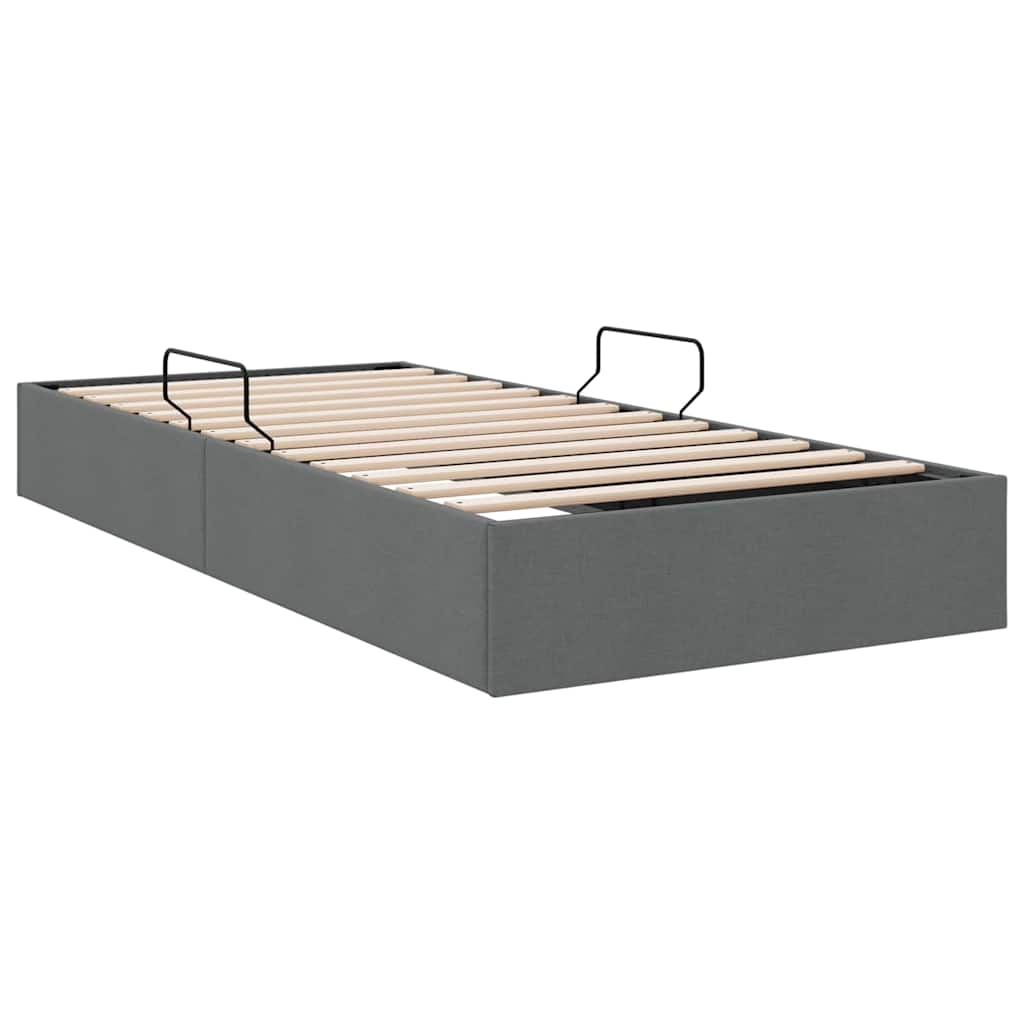 Aufbewahrungsbett mit Speicher Dunkelgrau 100 x 190 cm Stoff