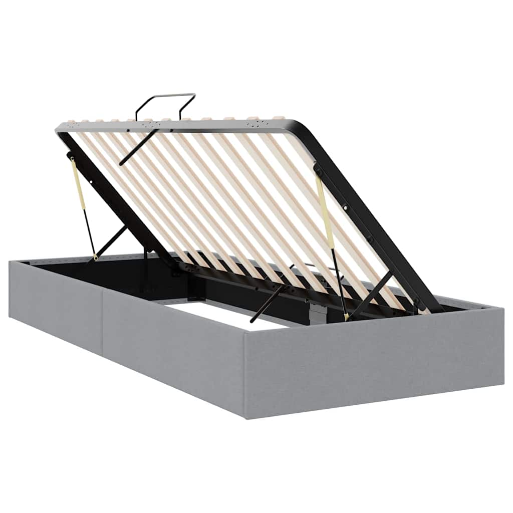 Aufbewahrungsbett mit Speicher Hellgrau 203 x 100 cm Stoff