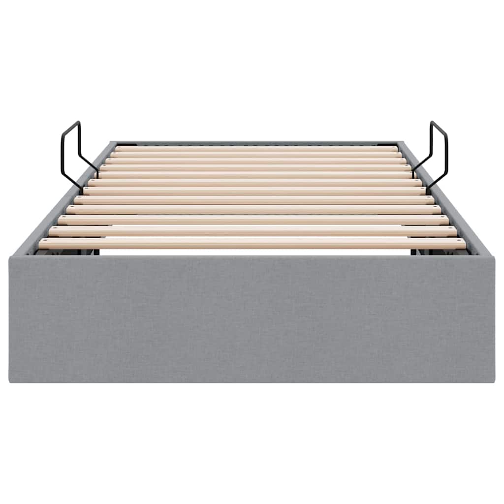 Aufbewahrungsbett mit Speicher Hellgrau 203 x 100 cm Stoff