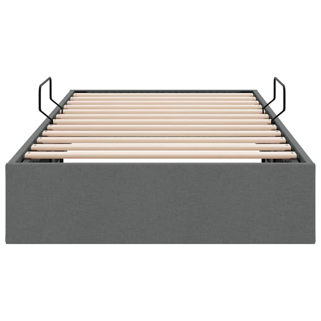 Aufbewahrungsbett mit Speicher Dunkelgrau 203 x 100 cm Stoff