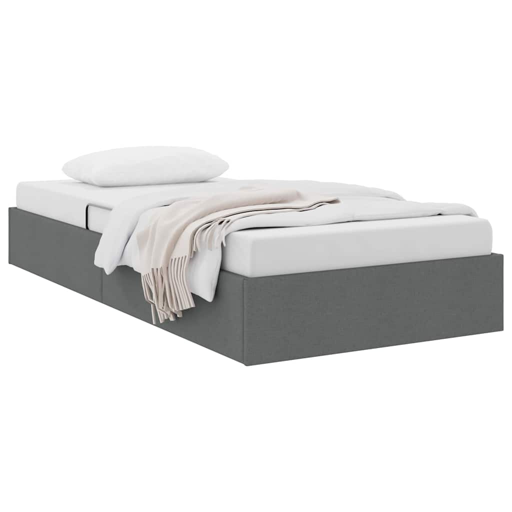 Aufbewahrungsbett mit Speicher Dunkelgrau 203 x 100 cm Stoff