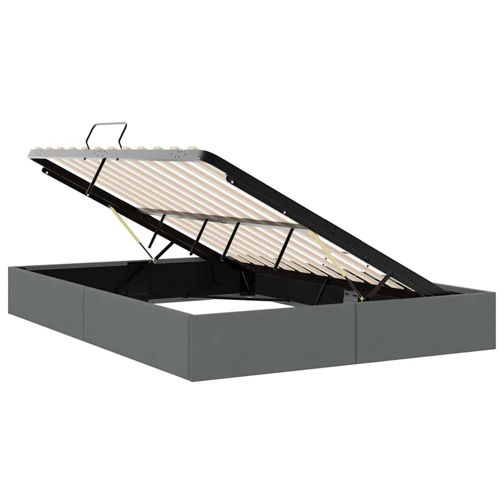 Aufbewahrungsbett mit Speicher Dunkelgrau 153 x 203 cm Stoff