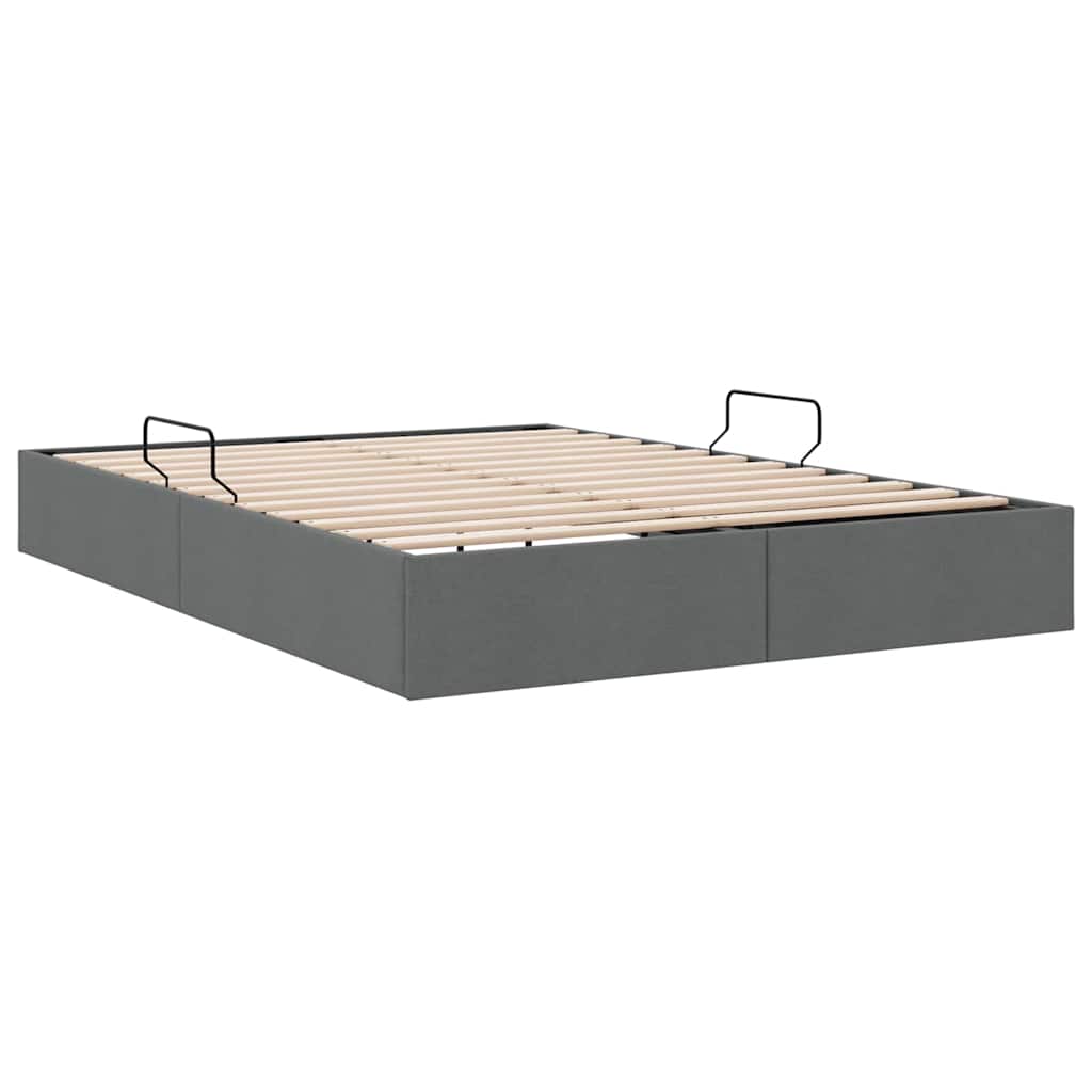 Aufbewahrungsbett mit Speicher Dunkelgrau 153 x 203 cm Stoff