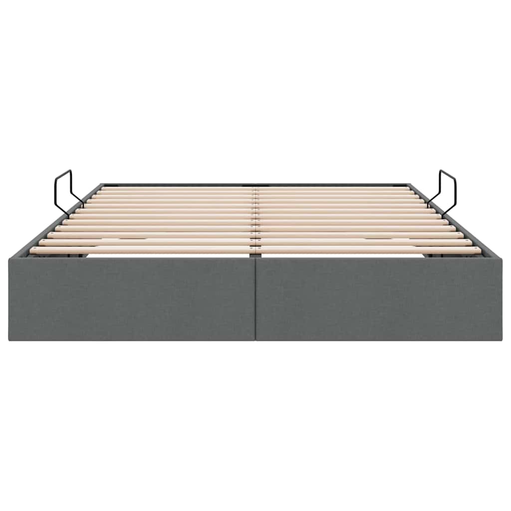 Aufbewahrungsbett mit Speicher Dunkelgrau 153 x 203 cm Stoff