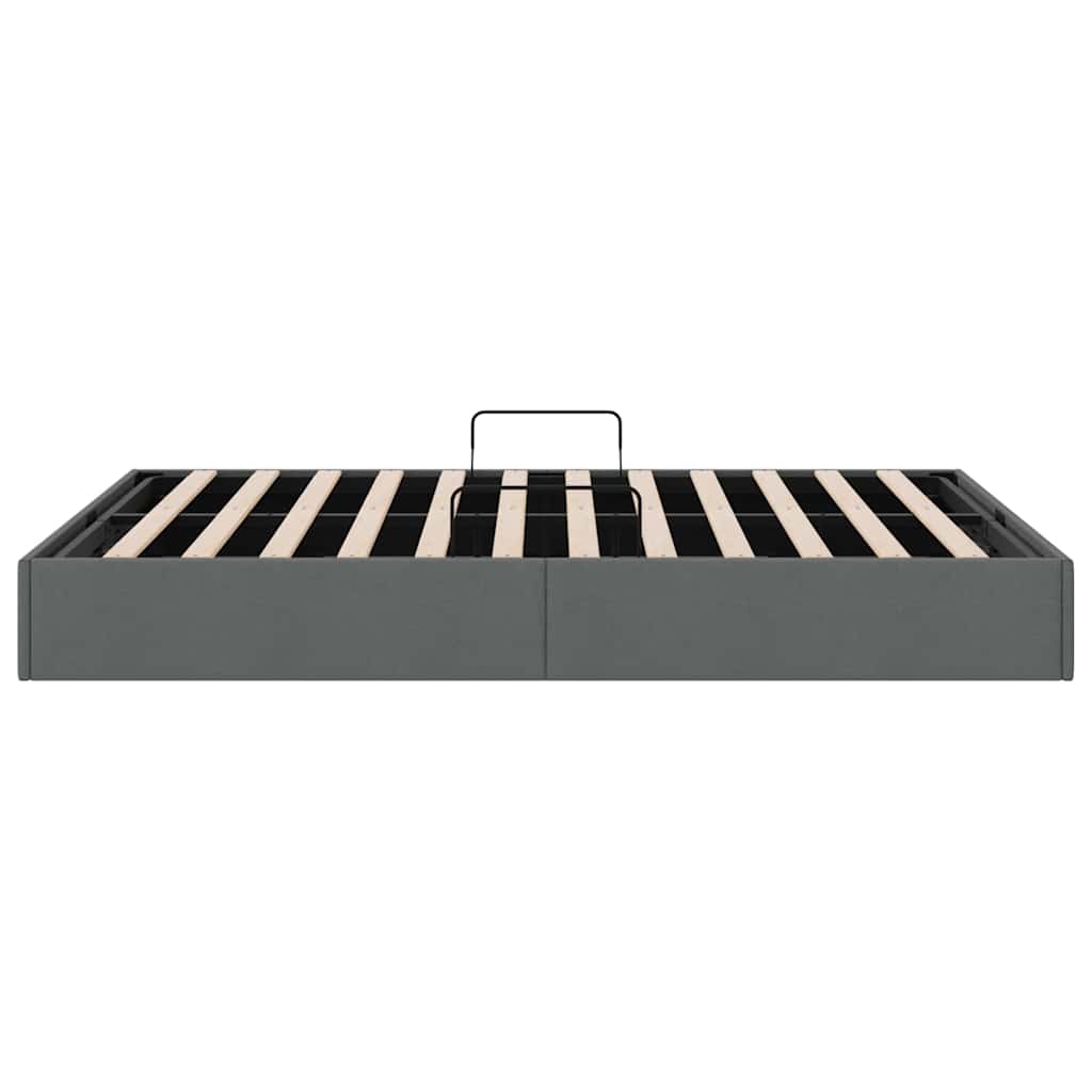 Aufbewahrungsbett mit Speicher Dunkelgrau 153 x 203 cm Stoff