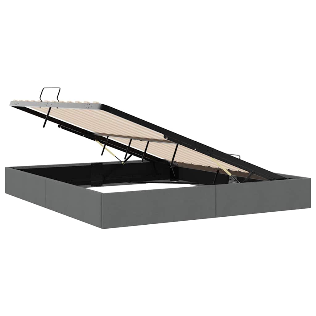 Aufbewahrungsbett mit Speicher Dunkelgrau 193 x 203 cm Stoff