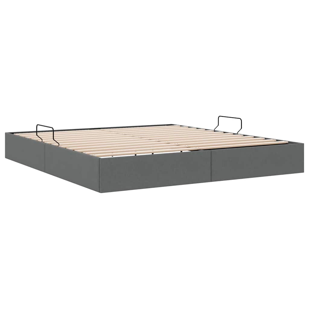 Aufbewahrungsbett mit Speicher Dunkelgrau 193 x 203 cm Stoff