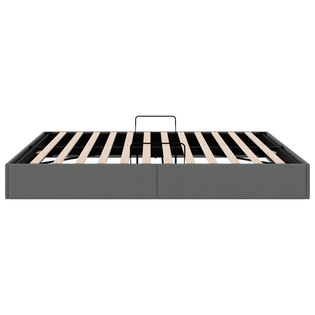 Aufbewahrungsbett mit Speicher Dunkelgrau 193 x 203 cm Stoff