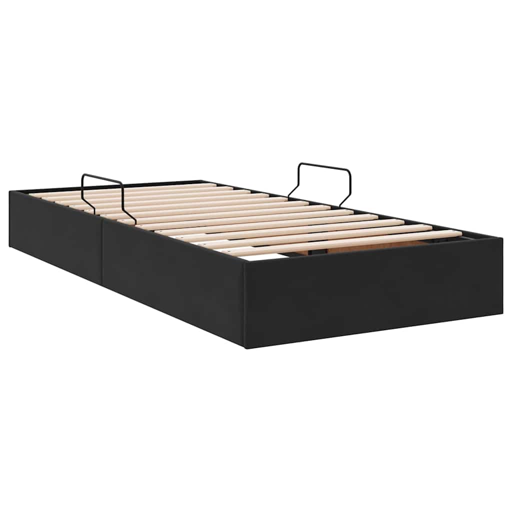 Aufbewahrungsbett mit Speicher Schwarz 90 x 190 cm Samt
