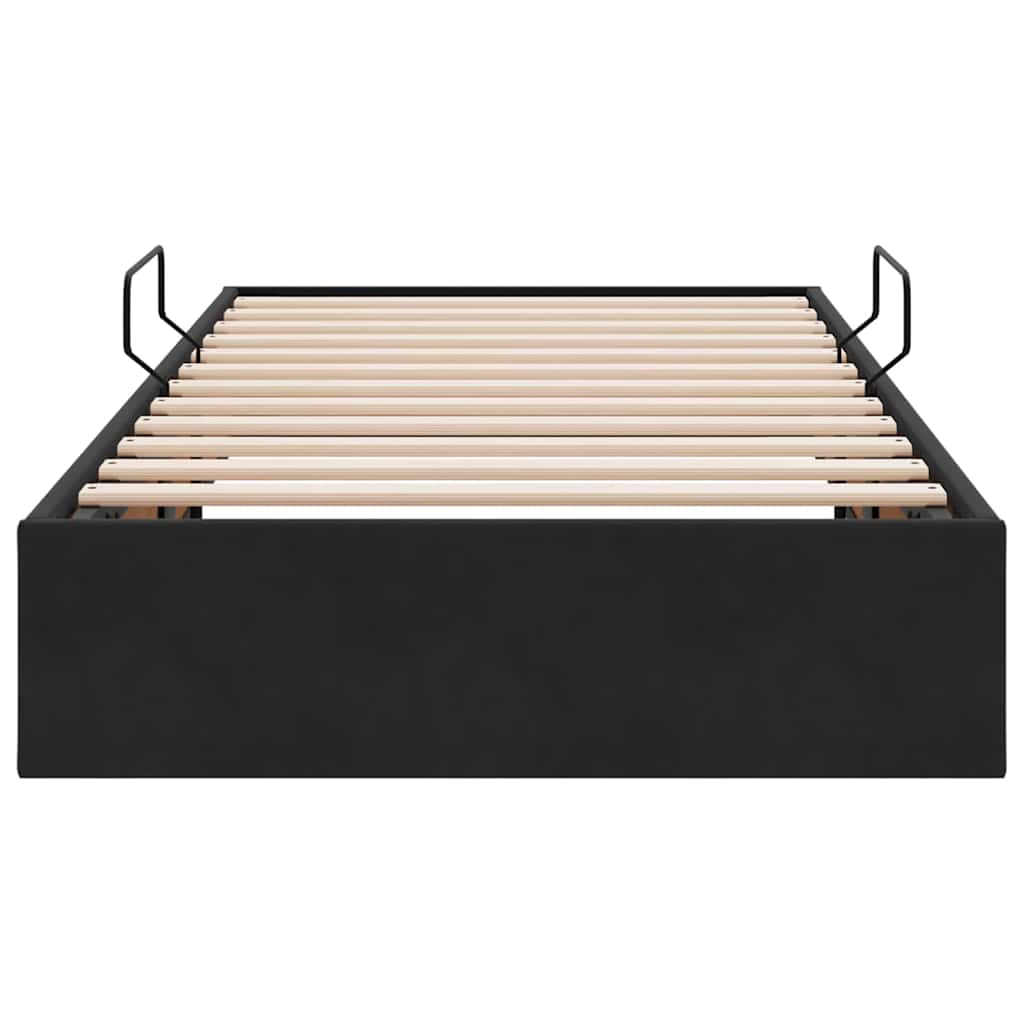 Aufbewahrungsbett mit Speicher Schwarz 90 x 190 cm Samt