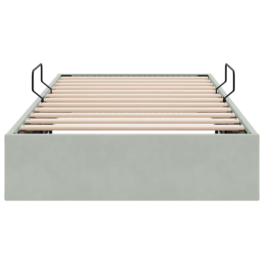 Aufbewahrungsbett mit Speicher Hellgrau 100 x 190 cm Samt