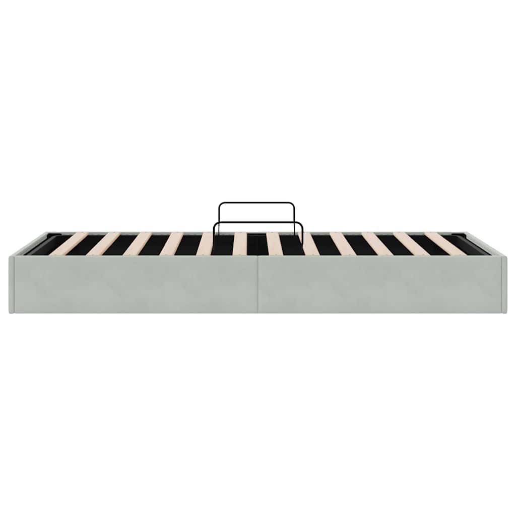 Aufbewahrungsbett mit Speicher Hellgrau 100 x 203 cm Samt